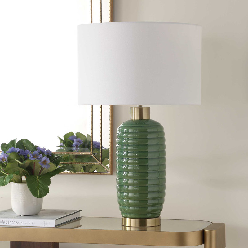 Textured Ribbed Ceramic Table Lamp