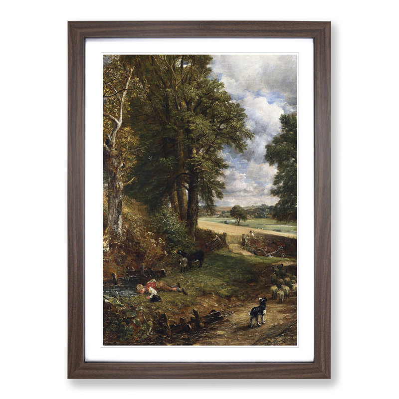 The Cornfield by John Constable - Picture Frame Painting on MDF, 65cm H x 48cm W x 2cm D, Walnut Framed