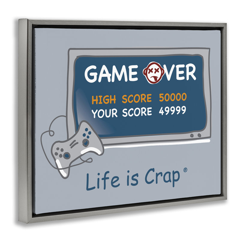 «Clos Score Game Over Floater» par LIC, Cadre flottant gris lustré, H 17 po x l 21 po