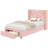 Kids Bed with LED Lights & Storage, Velvet Upholstered Wingback Platform Bed Frame, Noise-Free, Twin Size-209422865-209422864