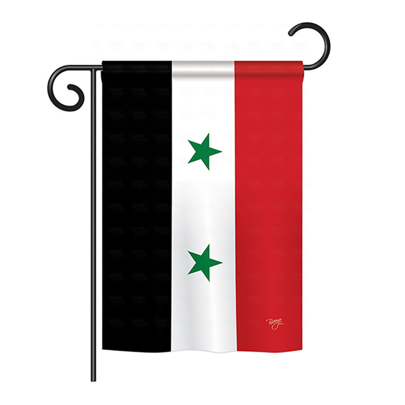 Drapeau maison en polyester 2 côtés syrie, H 40 po x l 28 po