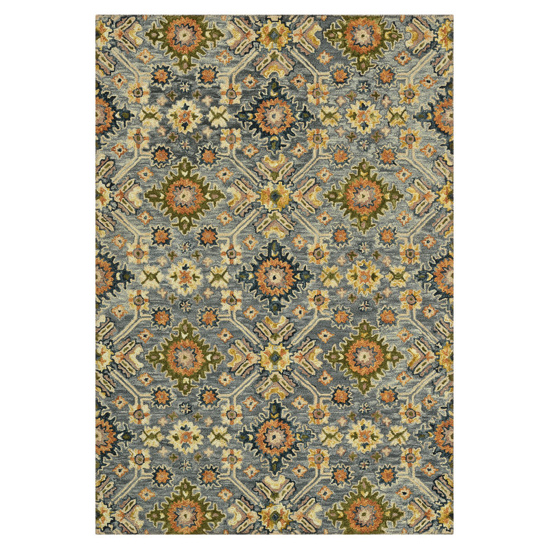 Tapis traditionnel gris crocheté à la main Tricity, Rectangle 8 pi x 10 pi