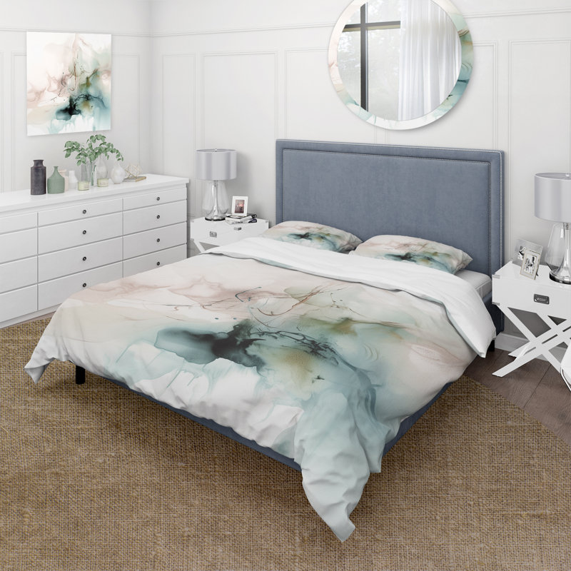 Ensemble de housse de couette en marbre vert et crème Essence Of Modernity III