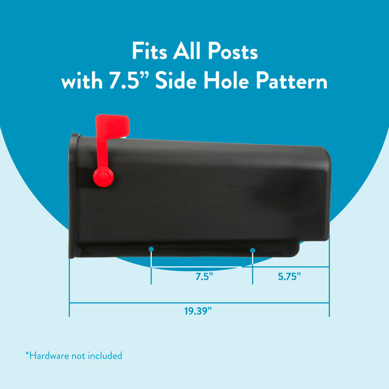 Parsons Plastic Post Mounted Mailbox, Black