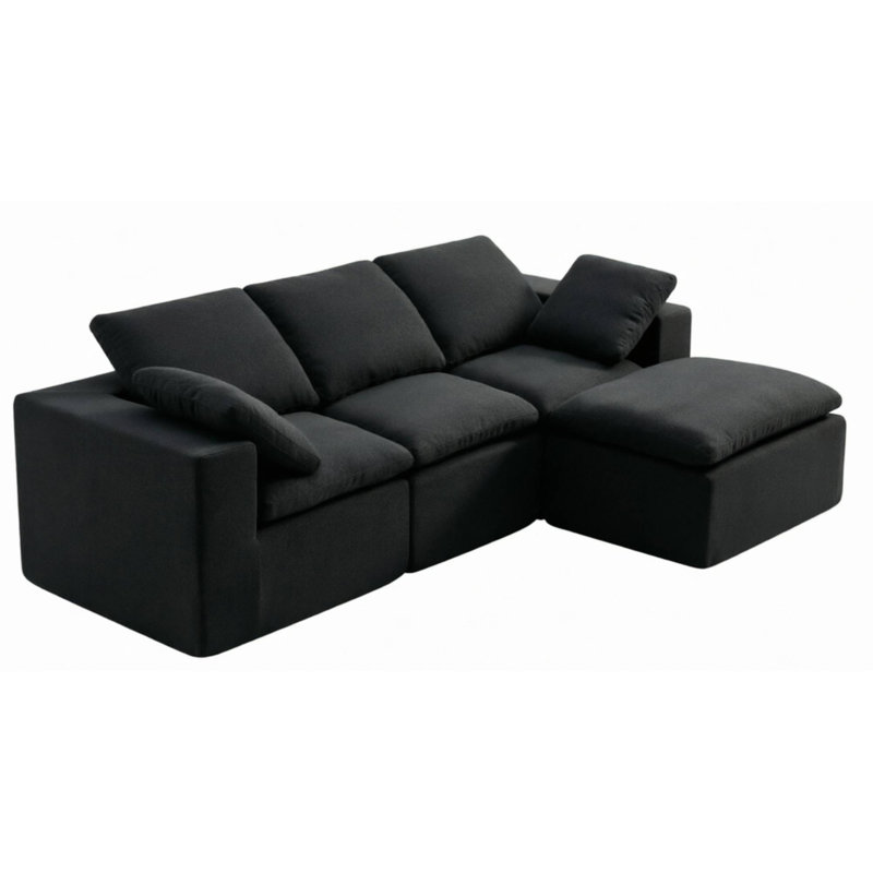 Canapé modulaire Cloud - Petit format, Black Cotton, H 33,08 po x l 105,95 po x P 66,96 po