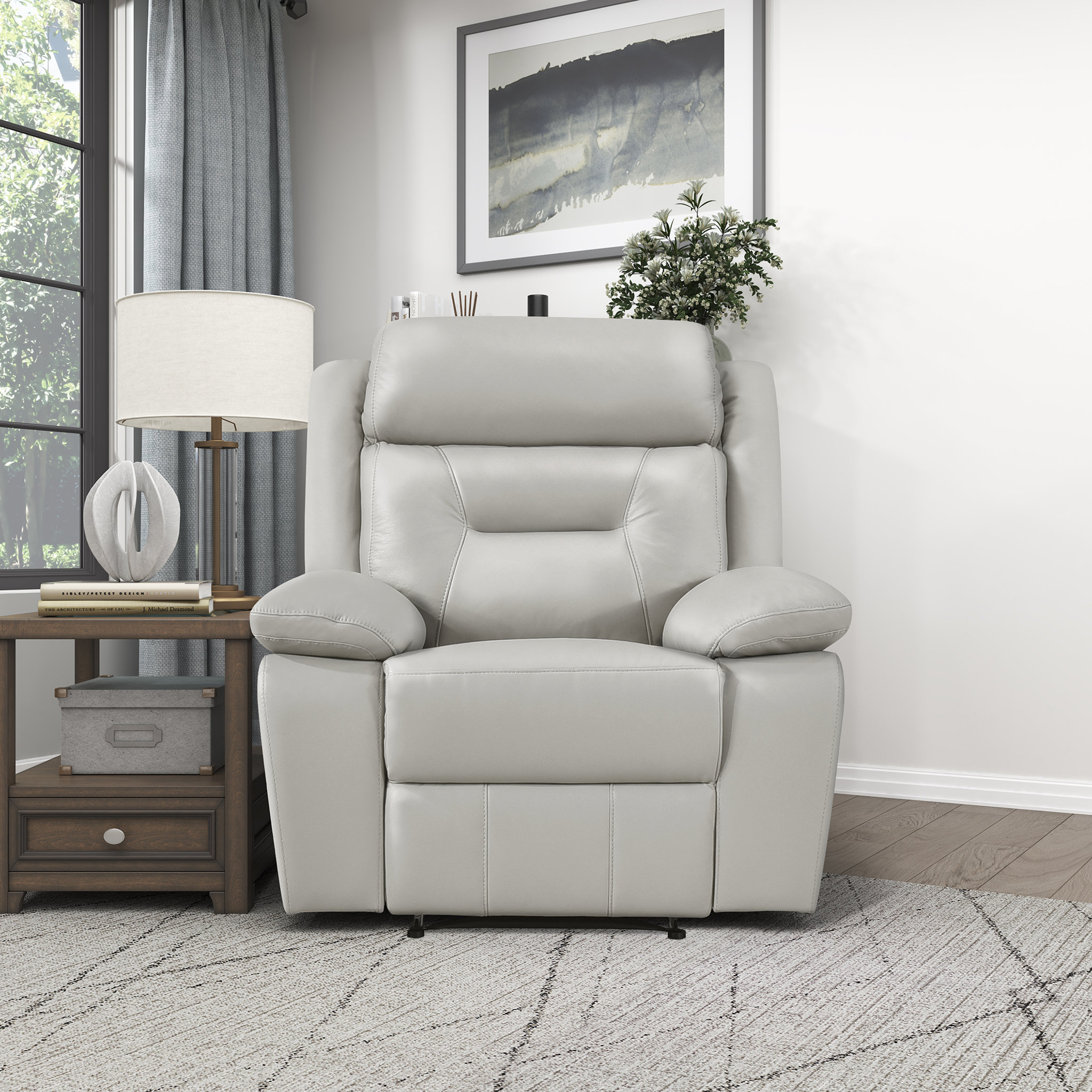 Sitz 40 W Genuine Top Grain Leather Manual Recliner