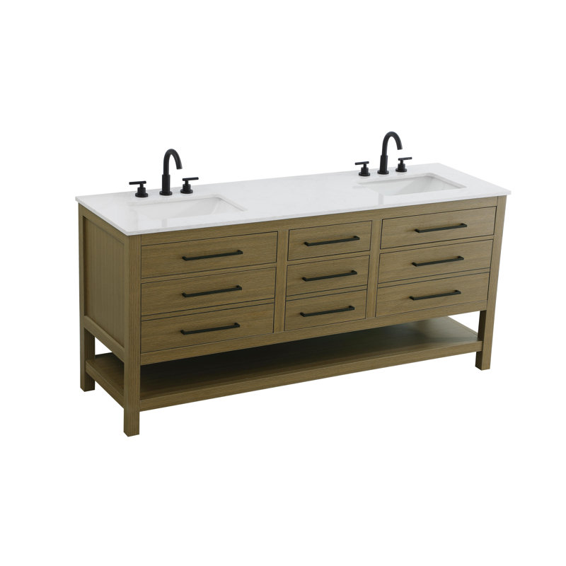 Meuble-lavabo double 72 po_Moderne_VF60572, Brun châtaigne