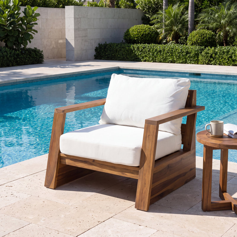 Veda Outdoor Lounge Chair with Cushions, 1