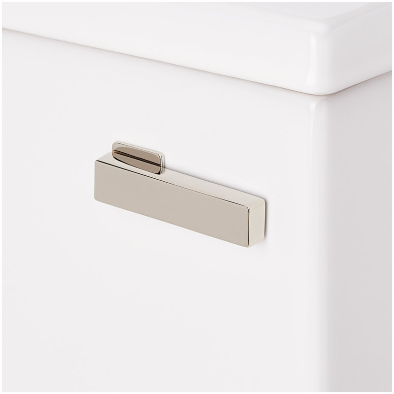 Lavrik Two-Piece Skirted Elongated Toilet with Reversible Tank - Polished Nickel Handle, Polished Nickel