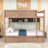 Bunk Bed with Storage Cabinets, LED Lights and 2 Drawers-1512123405