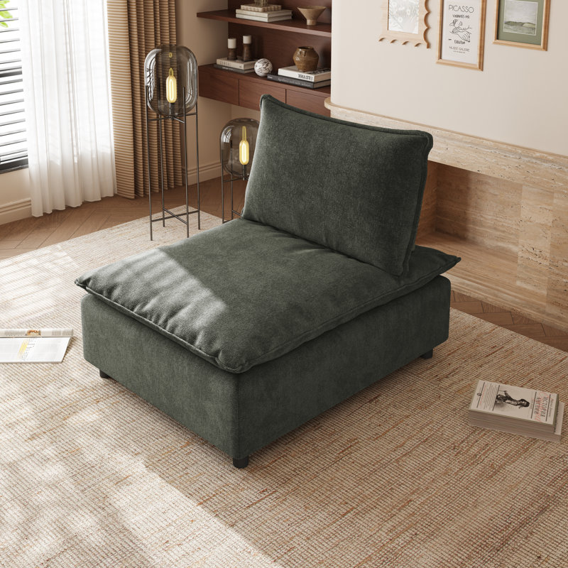Chaise rembourrée moderne avec fauteuil de loisir, coussin décoratif, chaise d'appoint, chaise de salon, Vert