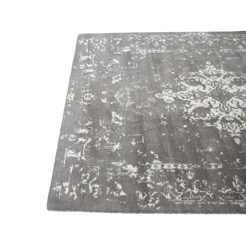 Tapis unique en laine noué à la main style moderne des années 2010 de 5 pi 9 po x 7 pi 8 po brun clair Passley