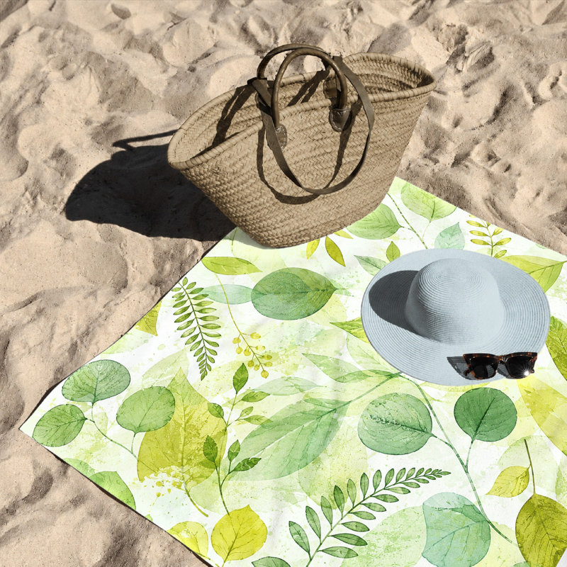 1 serviette de plage feuille aquarelle, microfibre à motif botanique artistique, séchage rapide grande pour la natation, voyage, plein air, unisexe
