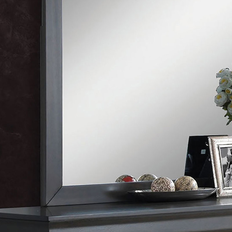 Miroir pour commode Hando, 38 po x 38,25 po, gris