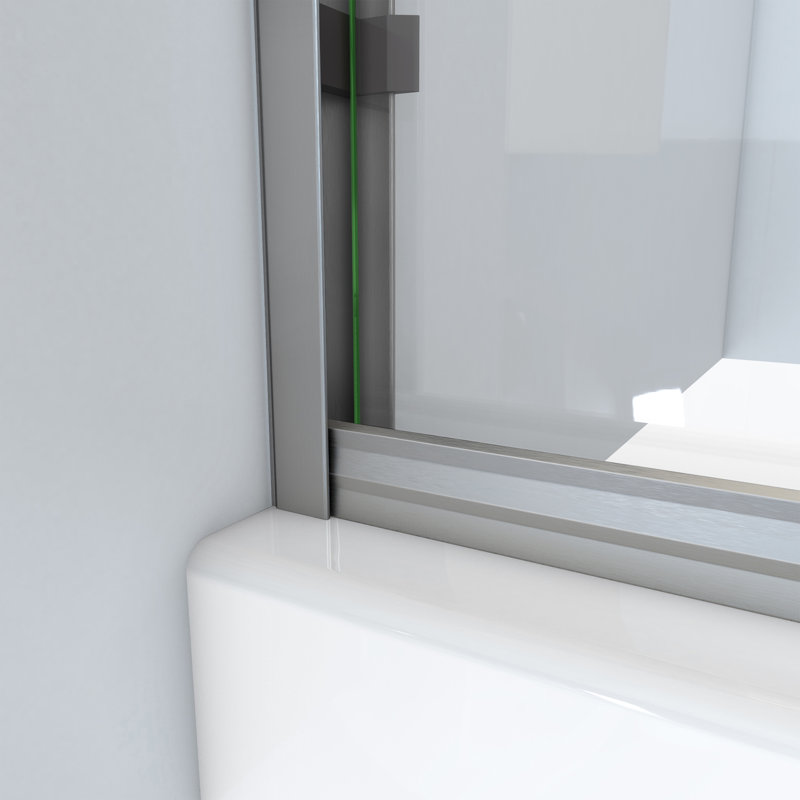 52" W x 55" H Bypass Semi-Frameless Tub Door, Brushed Nickel, Clear