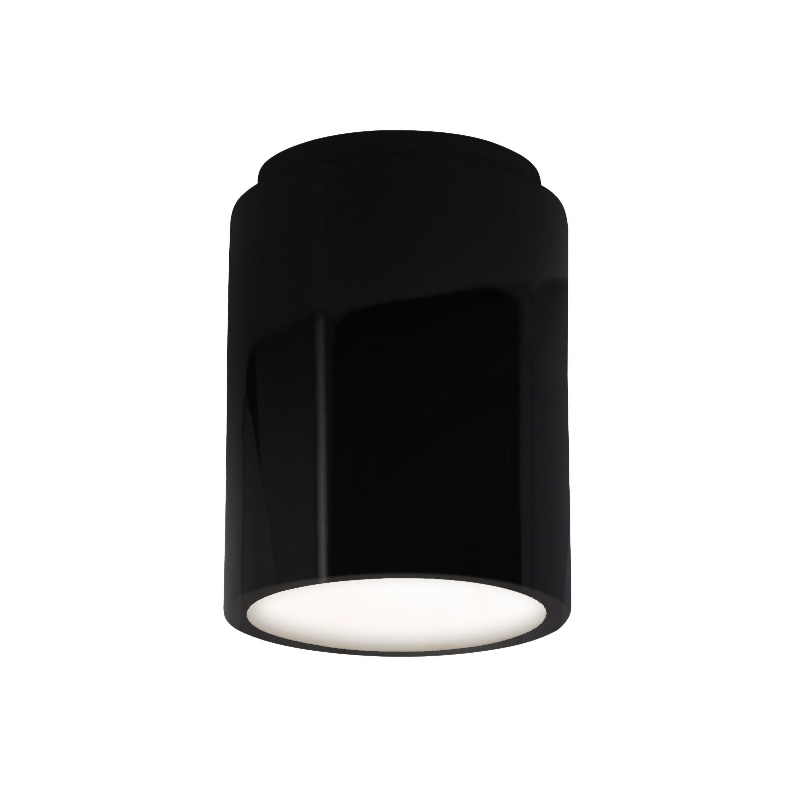 Sumatra Single Light Ceramic Flush Mount, Gloss Black/Matte White, LED (Integrated)