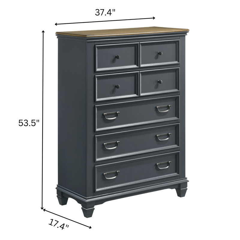 Semaj 37.4'' W 5 - Drawer Dresser, Blue