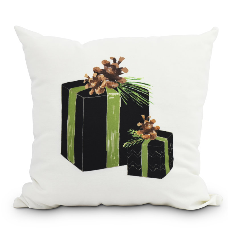 Housse de coussin carrée d’extérieur et d’extérieur maçelli nature, Noir, 20 po x 20 po