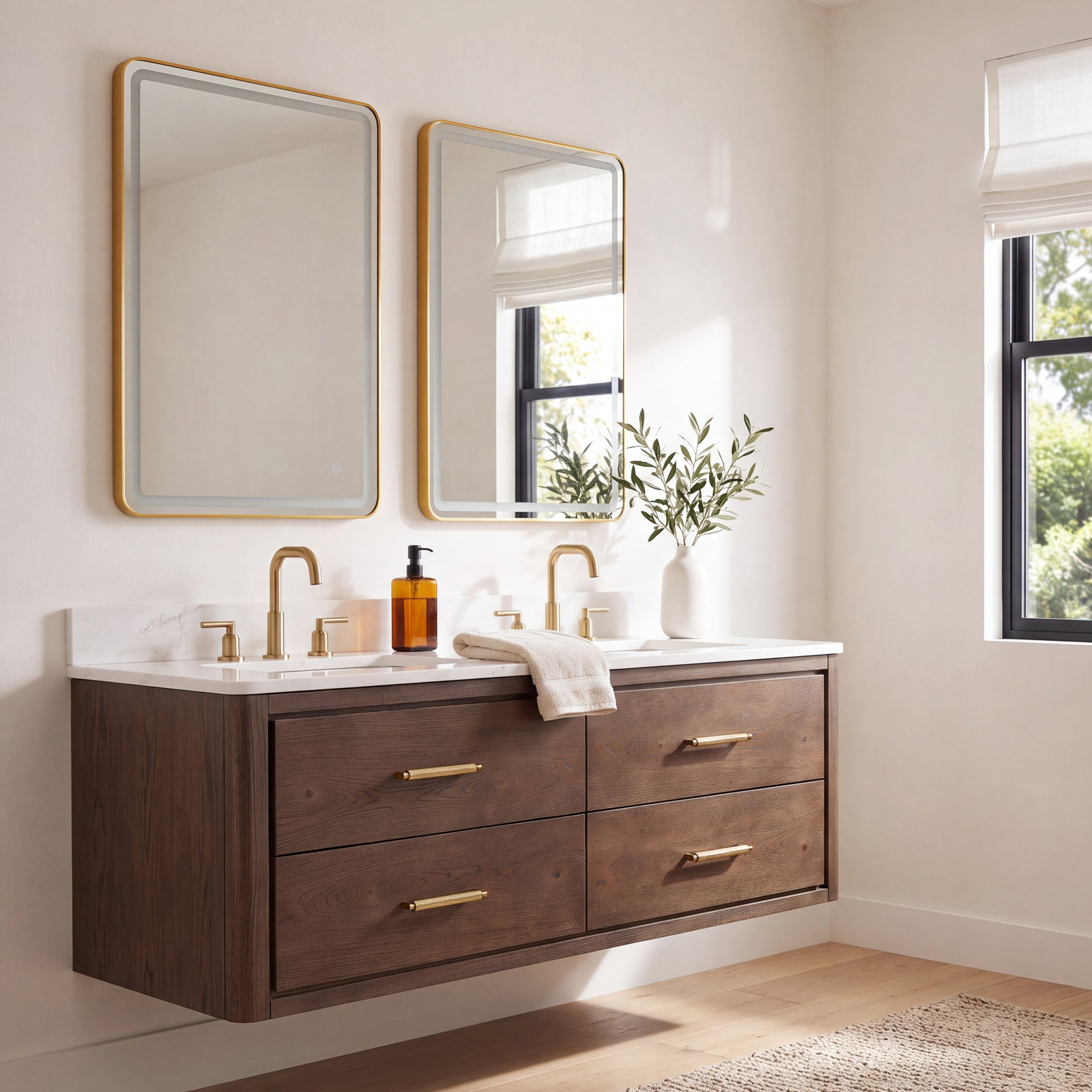 Cristo 60'' Double Bathroom Vanity, Dark Brown Oak