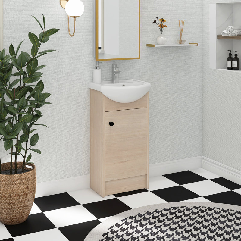 Lenay 18 " W Freestanding Standard Free Standing Single Double Single Vanity Bathroom Vanity With Ceramic Top