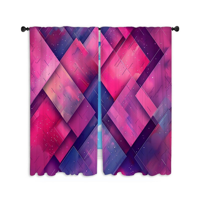 Collage Art Bathroom Room Darkening Curtain Pair, 20" W x 84" L