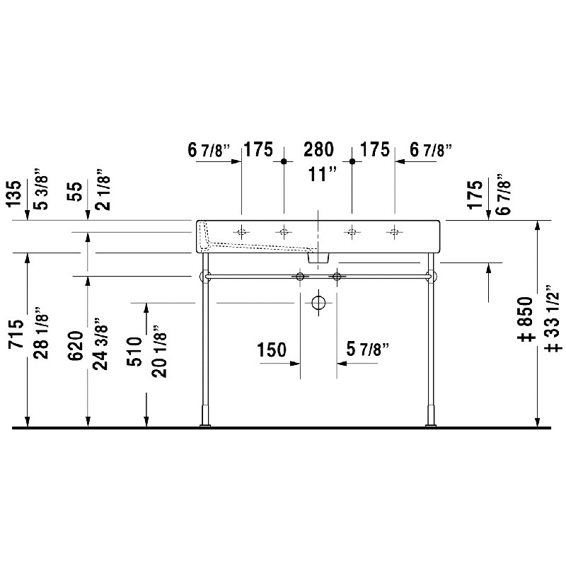 Lavabo de salle de bain rectangulaire rectangulaire en céramique avec trop-plein Vero, Non, Sans trou de robinet