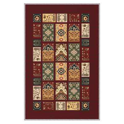 Maclaren Patchwork Machine Woven Rectangle 2'7"" x 4'11"" Polyester Area Rug in Red/Green/Beige -  East Urban Home, 23D2BEEE6B3A4DD5877B92E19728E238