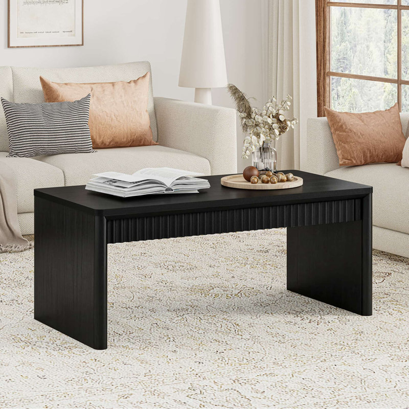 Table basse Aust Farmhouse, Plateau noir / base chêne
