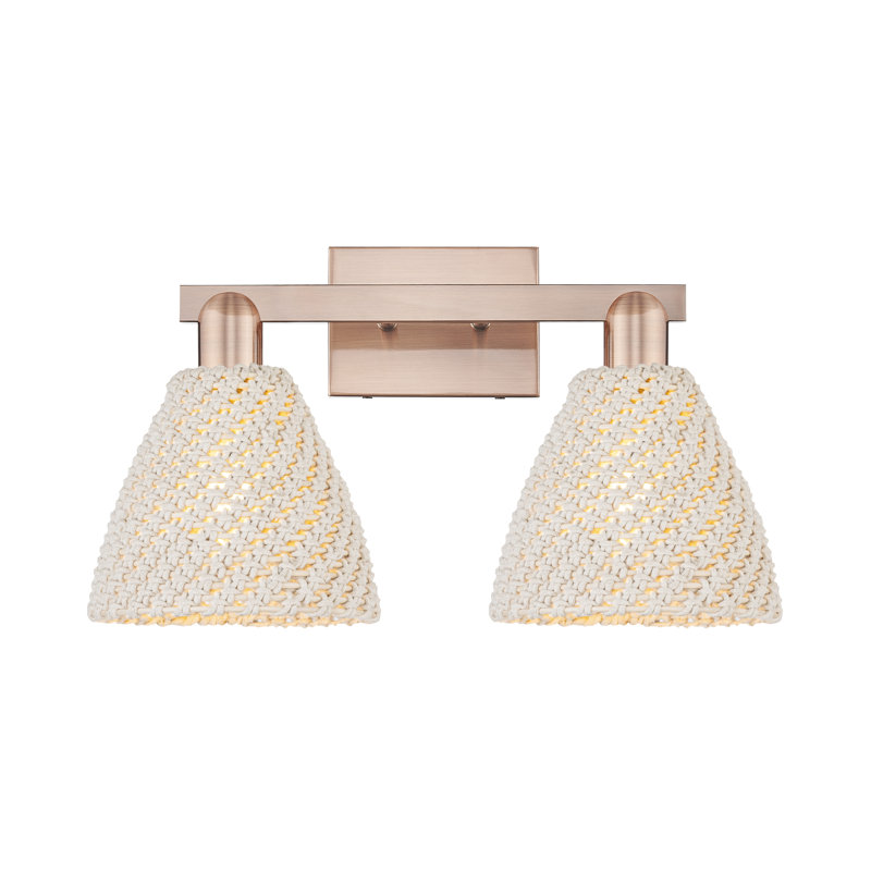 Éclairage pour meuble-lavabo avec abat-jour en fibres naturelles Ciesla, H 11,25 po x l 16 po x P 8 po, Cuivre antique