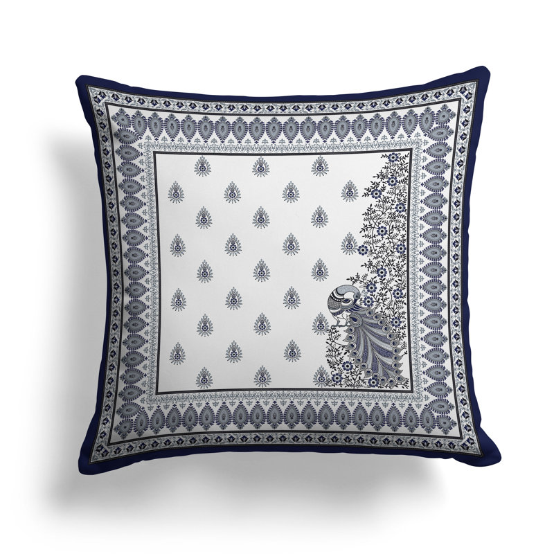Indian Gardenia  Square Throw Pillow, 18"H x 18"W, Gray/White
