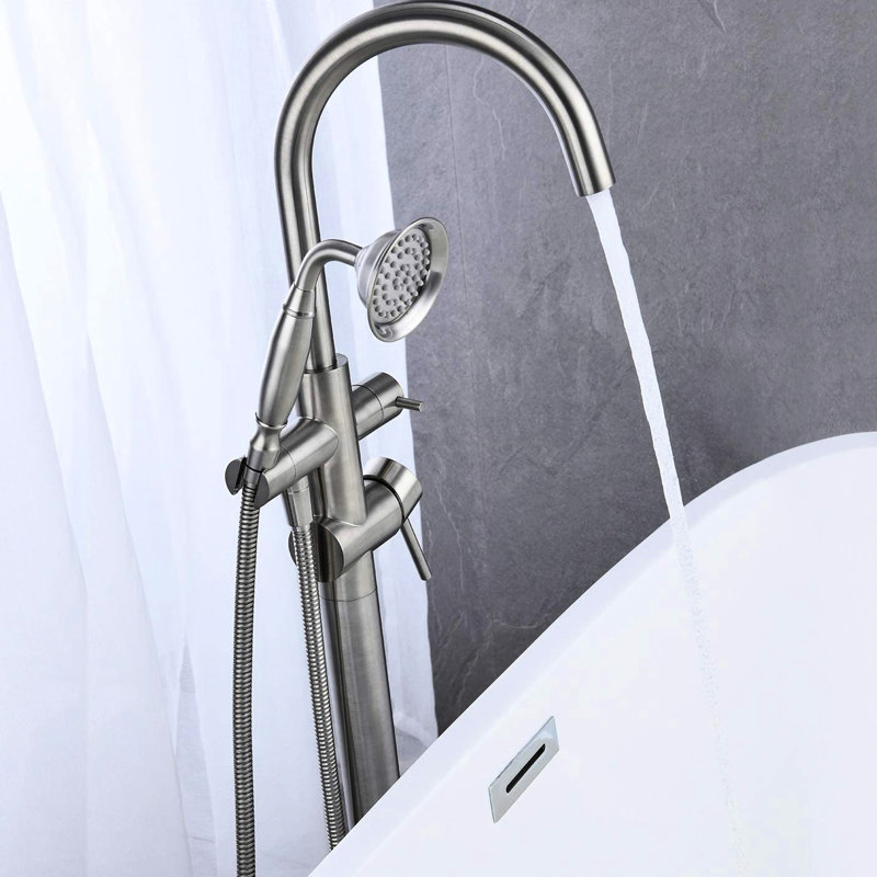 Brushed Nickel Bathtub Faucet With Rough-in Valve - A Seamless Installation Process Freestanding In Metal Handle For Smooth Operation