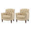 Fauteuil en cuir véritable capitonné Annja-87637091