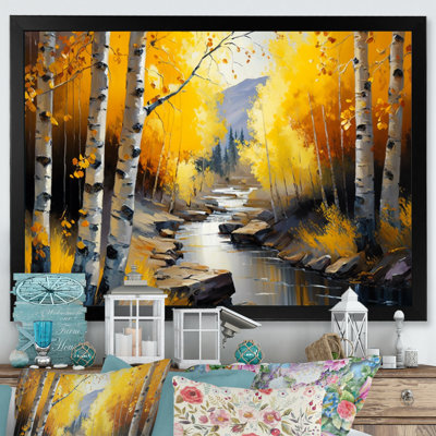 «Path Into The Yellow Forest IV - Forest», reproduction d'art sur toile encadrée