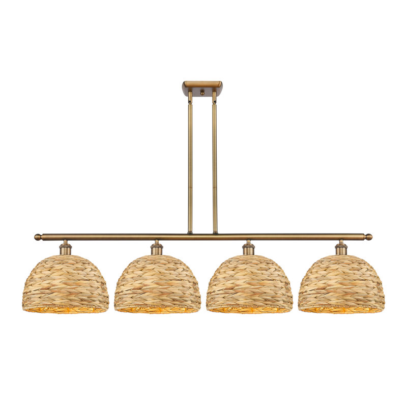 Luminaire suspendu en dôme à 4 lumières Baudilia, H 12 po x l 50 po x P 12 po, Laiton brossé