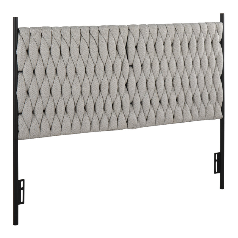Maddison Queen Upholstered Braided Panel Headboard, Cream