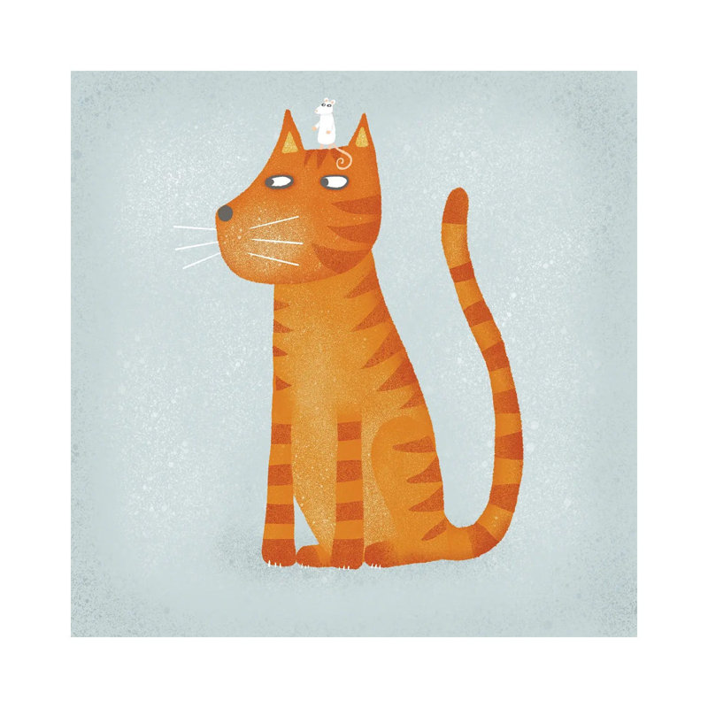 Ginger Cat With Mouse by Nic Squirrell - Wrapped Canvas Print, 45.72 cm H x 45.72 cm W