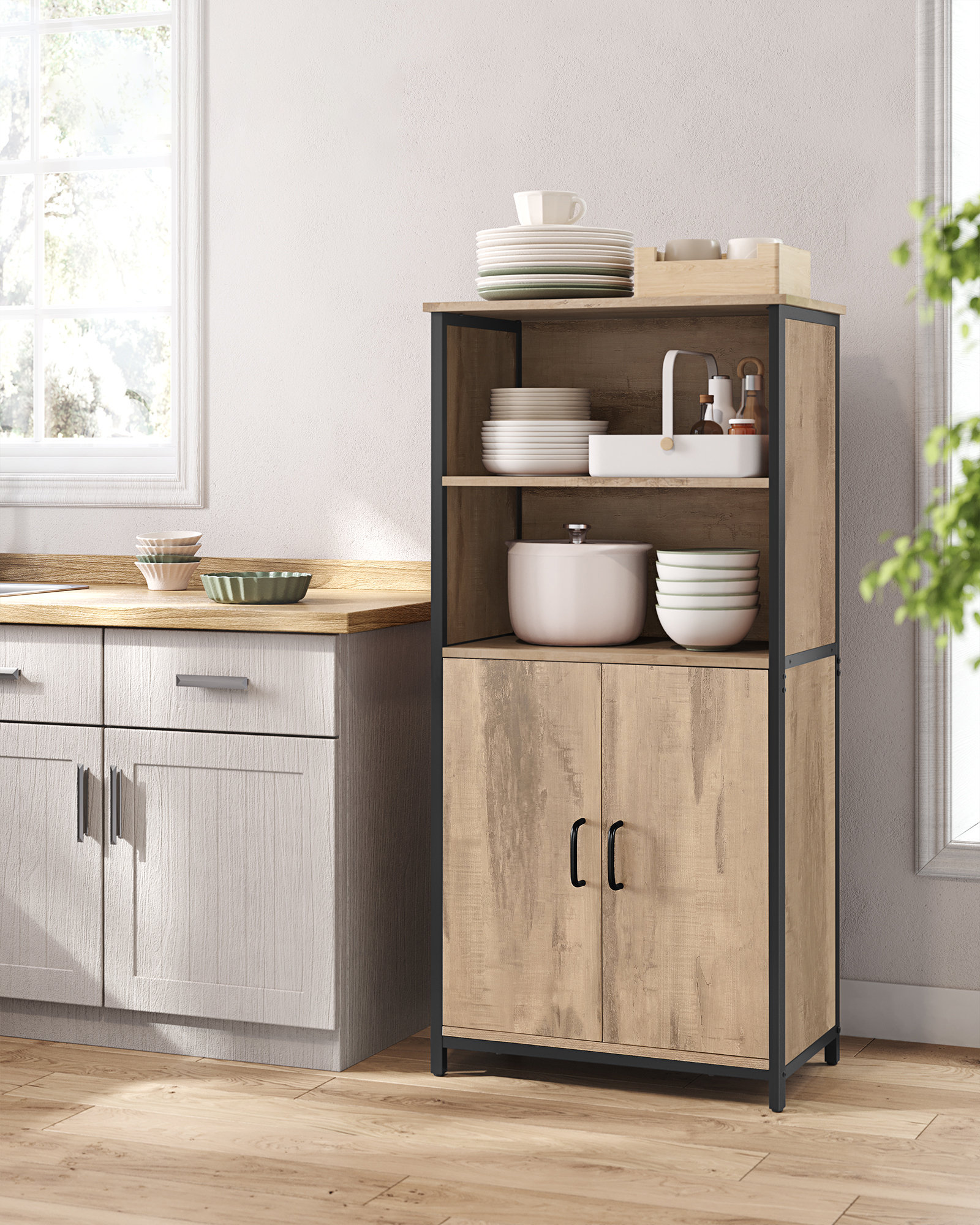 Borough Wharf Kitchen cabinet, bookcase, 2 open compartments, cabinet ...