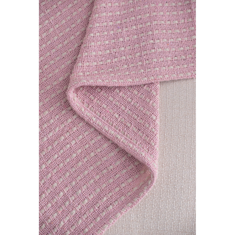 Jeté 50x60 "en coton rose et brun clair avec pampilles, paquet de 2