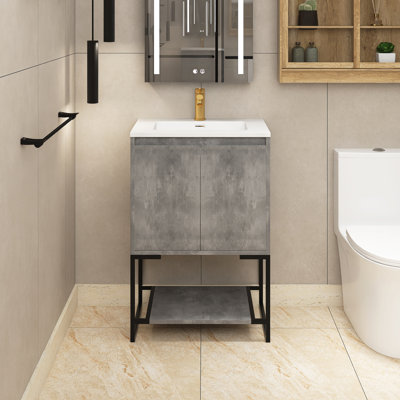 Meuble-lavabo simple de 23,6 po avec plateau en résine Shamill