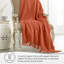 Jeté 100% coton biologique - Jeté léger en coton biologique pour canapé de salon, chambre à coucher et décoration de bureau - Jeté 100% coton tissé à losanges élégant (60 x 80, rouille)-416408948