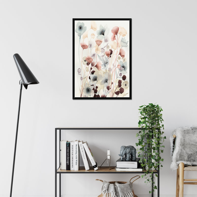 NC Bespoken Blossoms I by Grace Popp - Painting on Canvas, Black Framed Paper Print, 50cm H x 34cm W