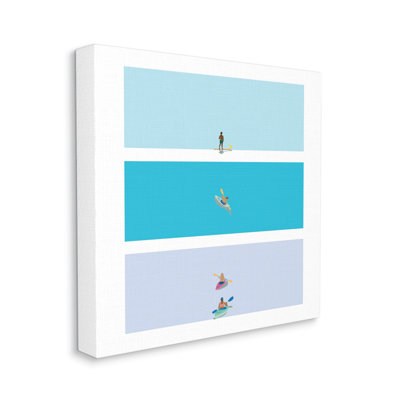 Sports d'été modernes avec planche à pagaie et kayaks modernes - impression