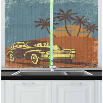 Cars 2 Piece Kitchen Curtain