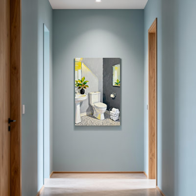 Salle de bain moderne avec salle de bain et salle de bain avec plante et toilette