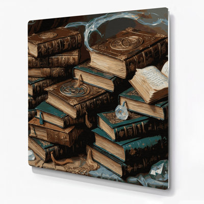 Halloween Antique spell books Brown Metal Wall Art