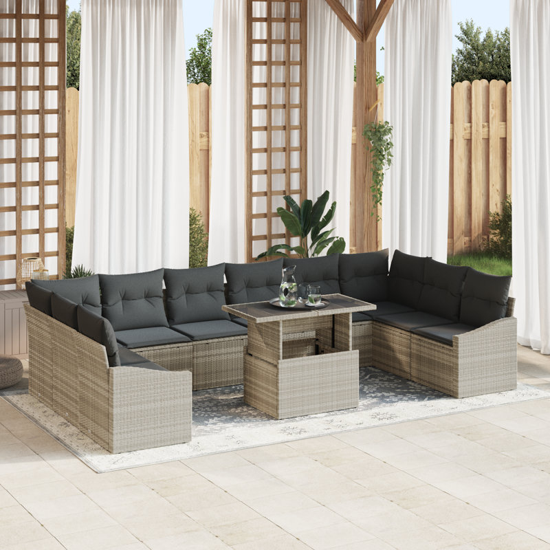 344cm Wide Patio Sofa with Cushions