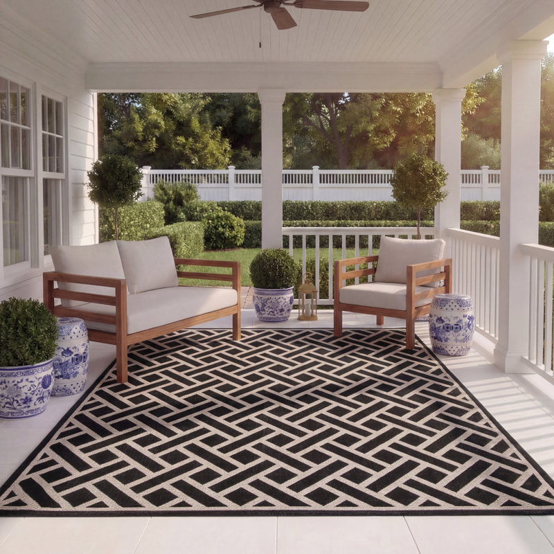 Tapis brun et brun clair pour l'intérieur et l'extérieur à motif floral Arneshia, Rectangle 8 pi x 11 pi