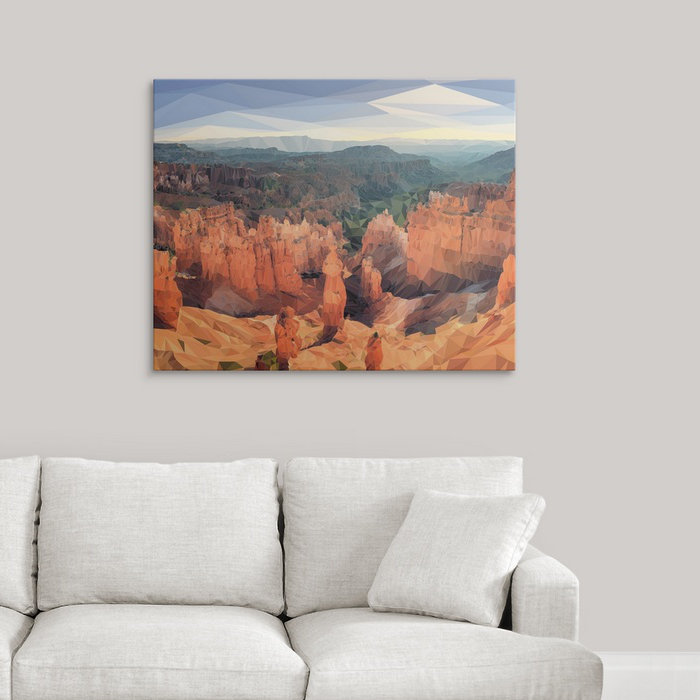 « bryce canyon-low-poly art », reproduction d’impression, H 38 po x l 48 po x P 1,5 po, Toile