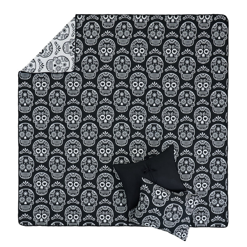 Ensemble de couvre-lit Spooky Sugar Skull, Twin/Twin XL, Crâne