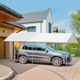 Abri de voiture robuste de 10 pi x 20 pi Outsunny avec ensemble d'ancrage inclus, 3 câbles en acier renforcé, blanc